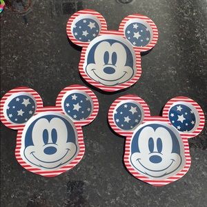 Red White & Blue Mickey Plate Set